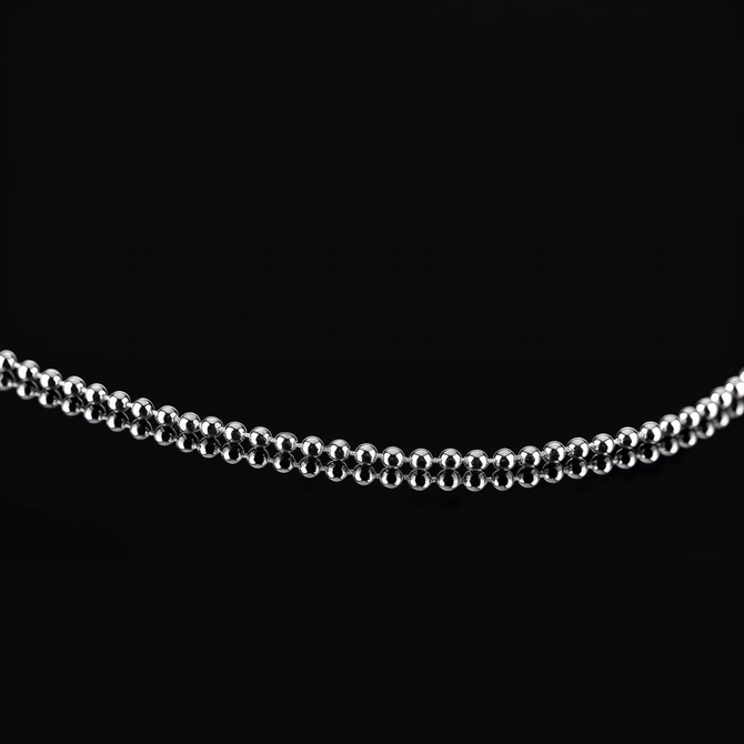 Sterling Silver 34 Inch Italian Round Bead Link Chain 2.2 mm