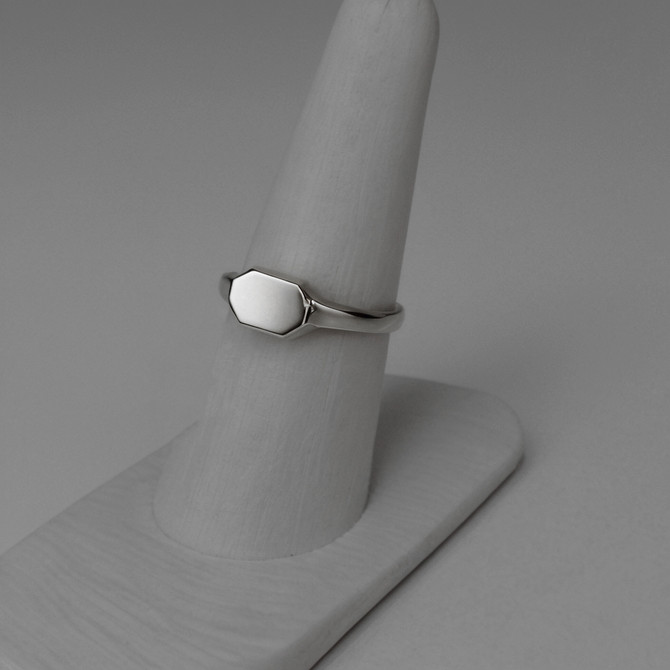 Polished Sterling Silver Octagon Signet Pinky Ring