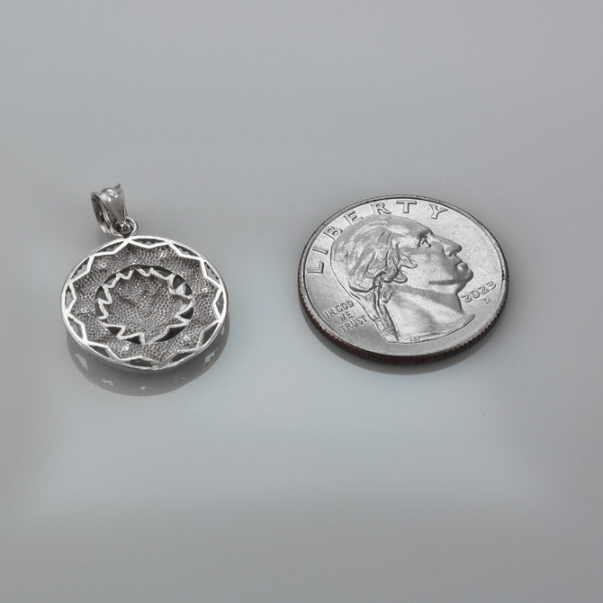 Polished Sterling Silver Lotus Mandala Pendant Necklace