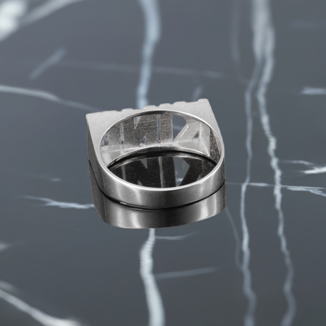 Sterling Silver KING Block Letter Midsize Unisex Ring