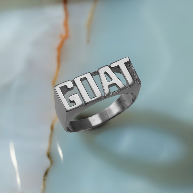 Sterling Silver GOAT Block Letter Midsize Unisex Ring