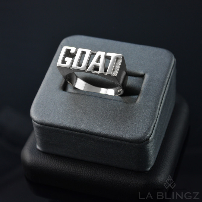 Sterling Silver GOAT Block Letter Midsize Unisex Ring