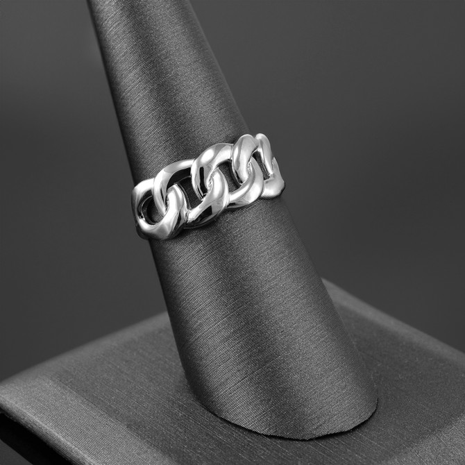 Sterling Silver Cuban Link Chain Unisex Ring