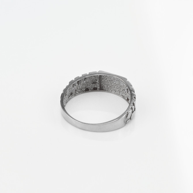Sterling Silver Nugget Band Square Signet Unisex Ring