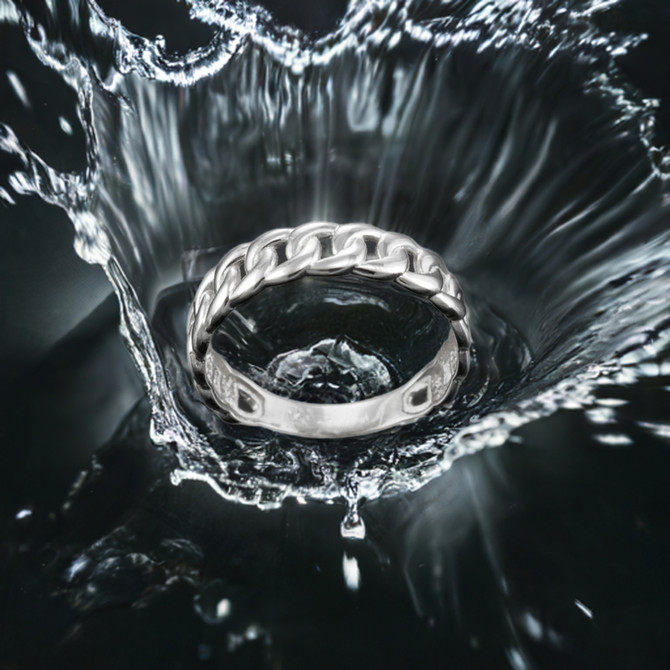 Elegant Sterling Silver Cuban Link Chain Unisex Ring