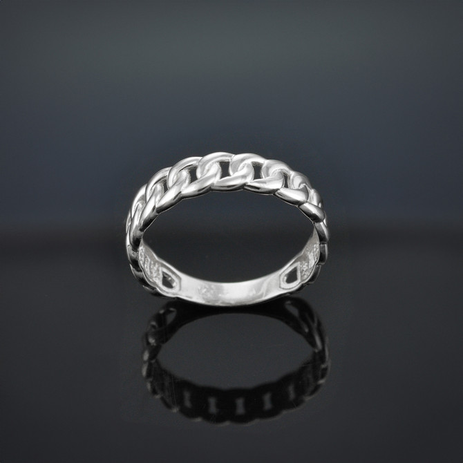 Elegant Sterling Silver Cuban Link Chain Unisex Ring
