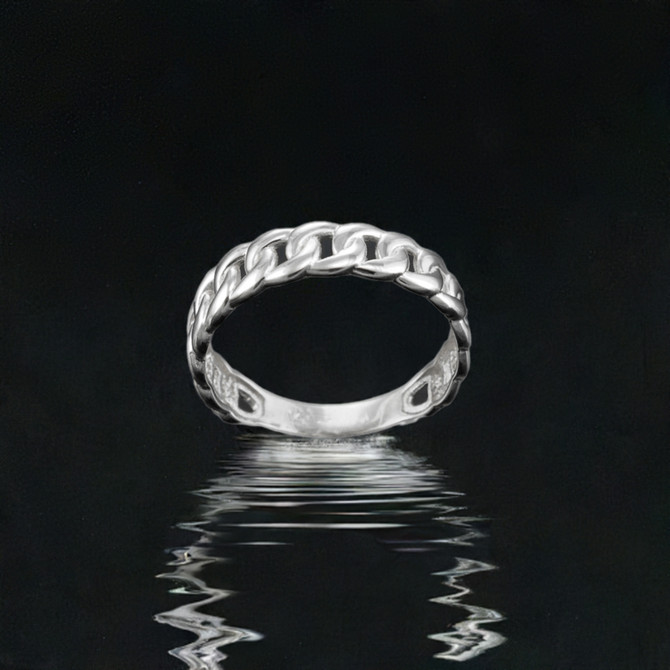 Elegant Sterling Silver Cuban Link Chain Unisex Ring