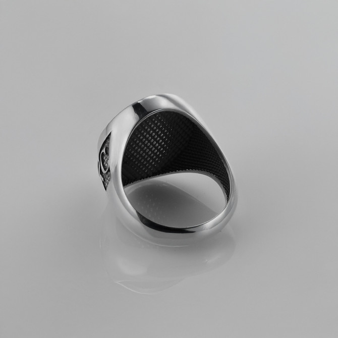 Sterling Silver Eastern Orthodox Cross Oval Signet Bold Statement Ring