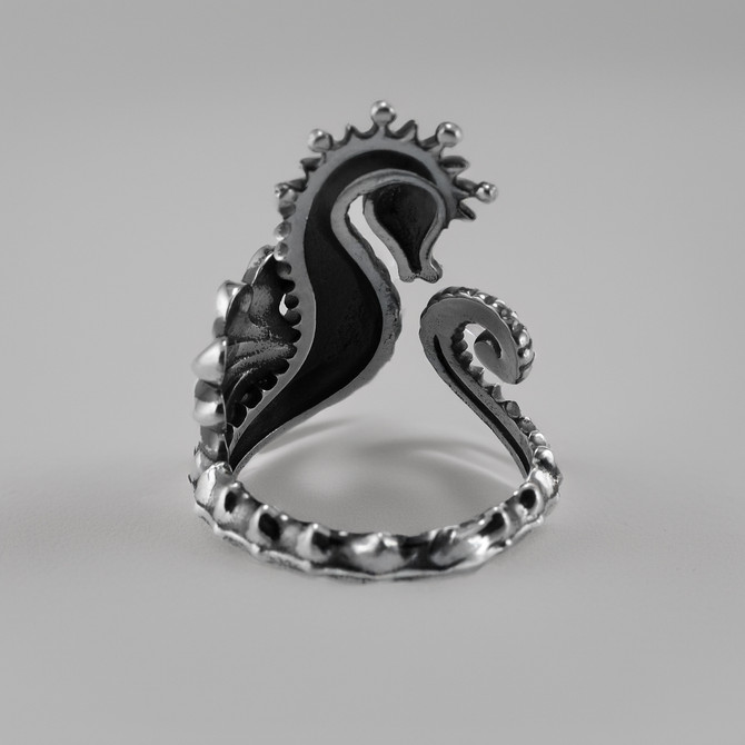 Sterling Silver Seahorse Wrap Statement Ring