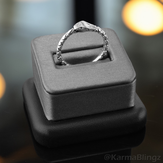 Sterling Silver Ouroboros Snake Ring Tail-Biting Serpent Band