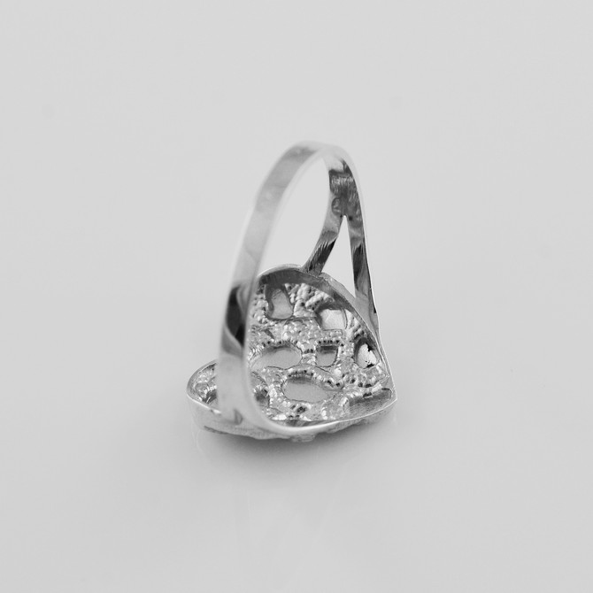 Sterling Silver Nugget Sparkle Cut Heart Ring for Women (S/M/L)