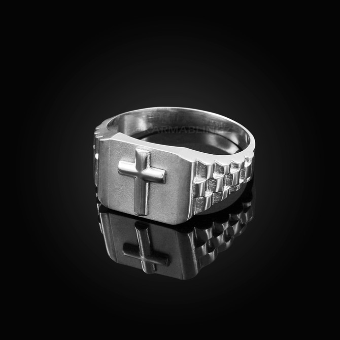 Sterling Silver Mens Cross Ring