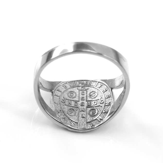 White Gold St. Benedict Ring.