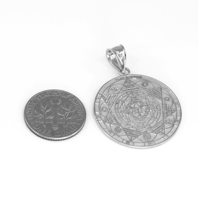 Sterling Silver 7 Chakra Yoga Calendar Medallion Necklace