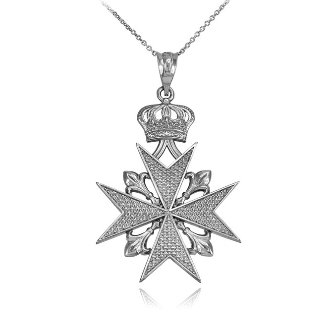 Silver Maltese Cross Necklace