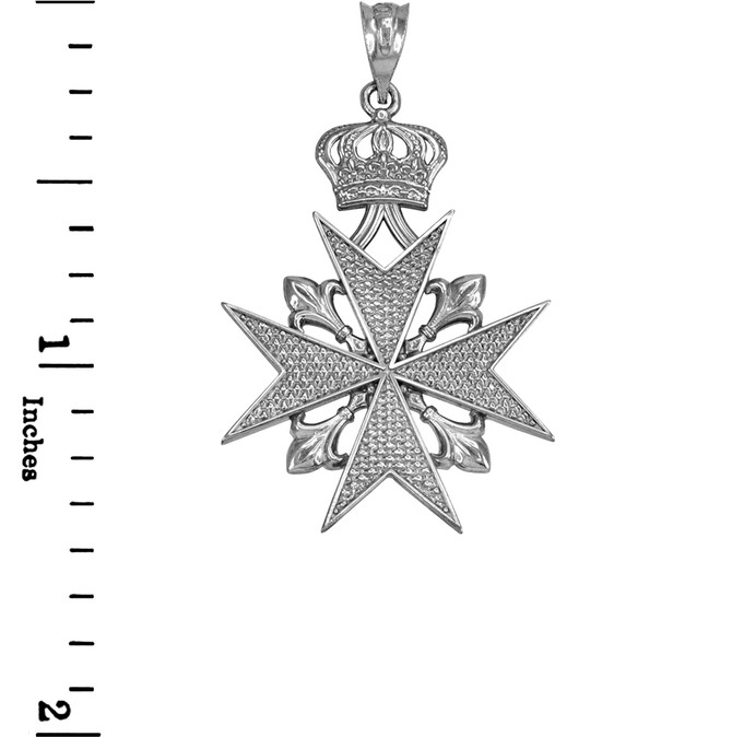 Sterling Silver Maltese Cross Pendant Necklace