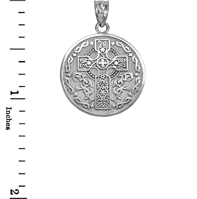 Sterling Silver Irish Blessing Celtic Cross Reversible Medallion Necklace