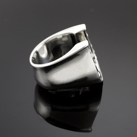 Solid Sterling Silver Mens Horseshoe Lucky Ring