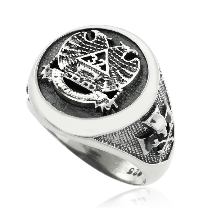 Sterling Silver 32 Degree Scottish Rite Masonic Ring