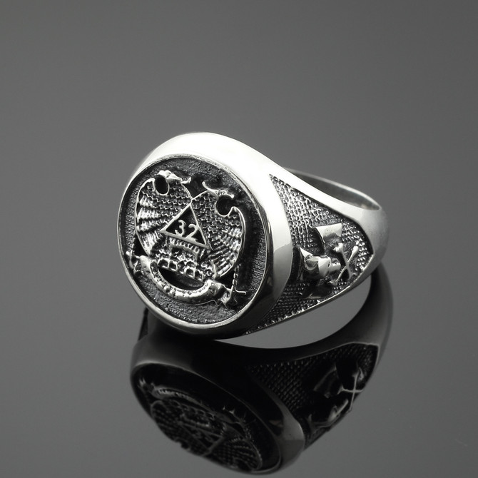 Sterling Silver 32 Degree Scottish Rite Masonic Ring