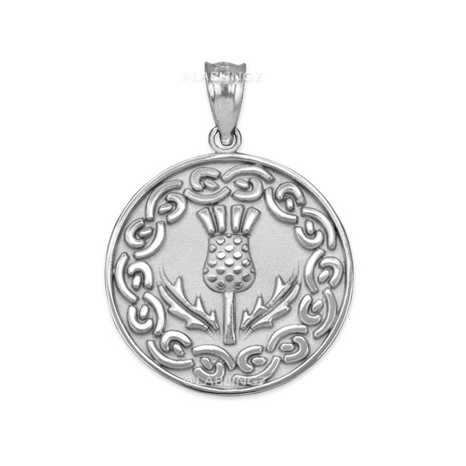 Sterling Silver Scottish Thistle Medallion Pendant Necklace