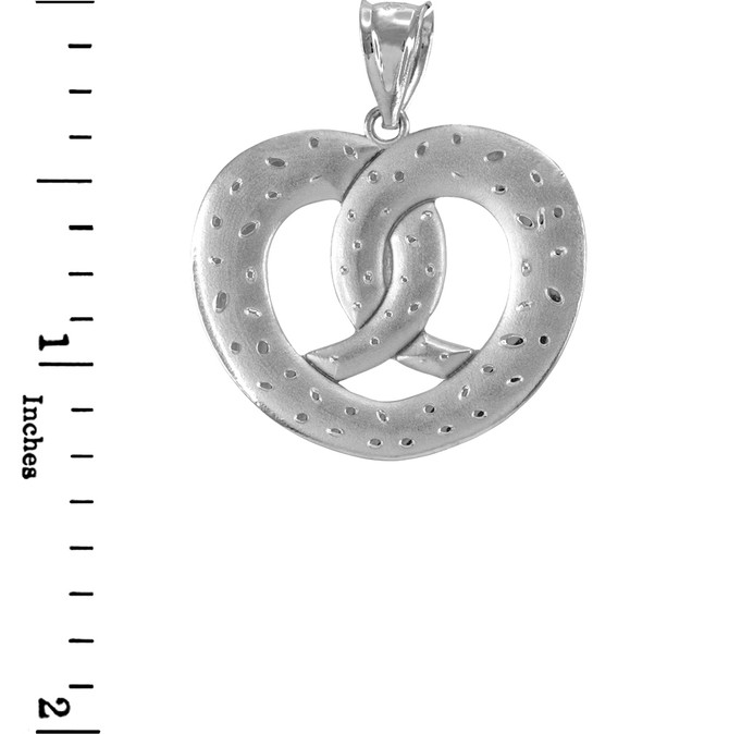 Sterling Silver Salted Pretzel Pendant Necklace