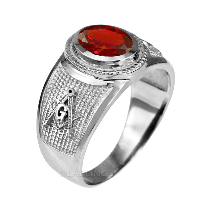 Sterling Silver Masonic CZ Birthstone Ring
