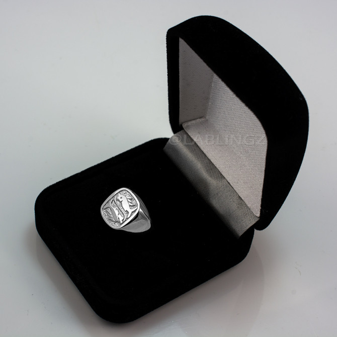 Sterling Silver Zodiac Sign Mens Square Signet Ring