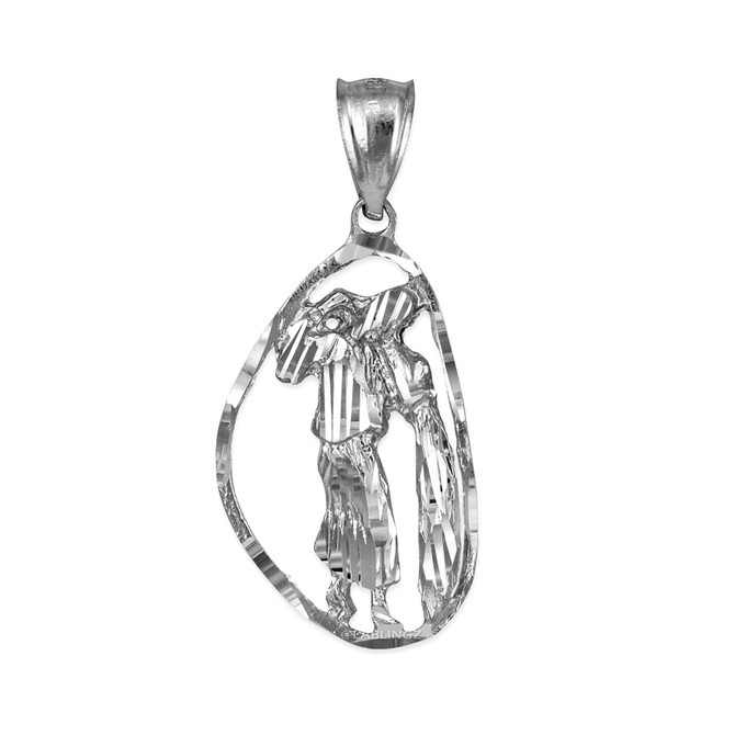 Sterling Silver Aquarius Zodiac Sign DC Pendant Necklace