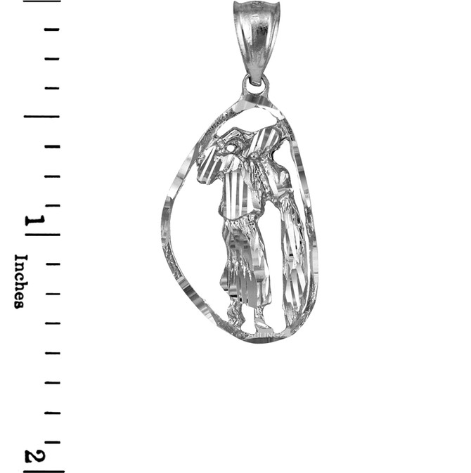 Sterling Silver Aquarius Zodiac Sign DC Pendant Necklace