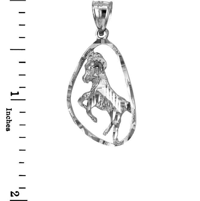 Sterling Silver Aries Zodiac Sign DC Pendant Necklace