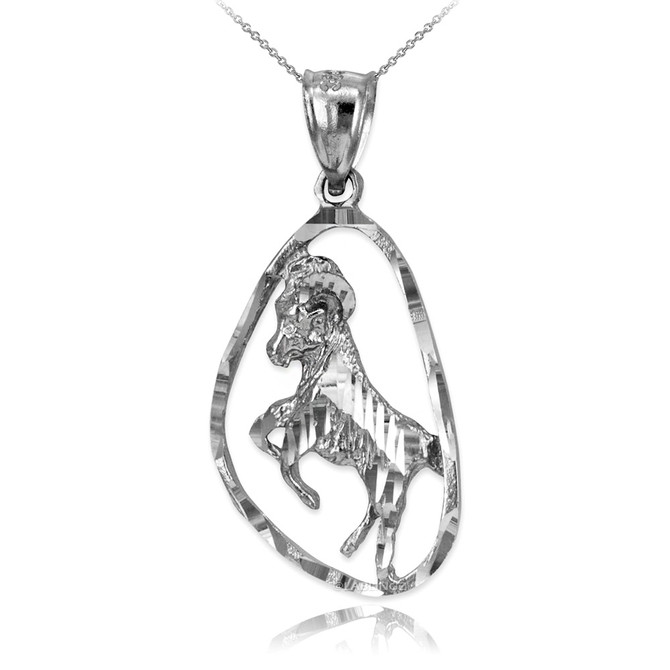 Sterling Silver Aries Zodiac Sign DC Pendant Necklace