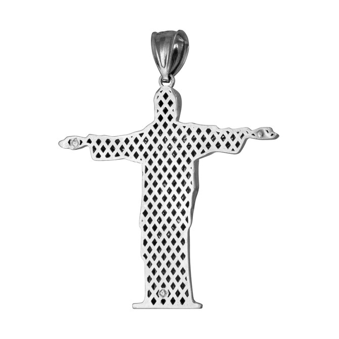 Sterling Silver Jesus Christ The Redeemer Cross Brazil Rio Statue Pendant