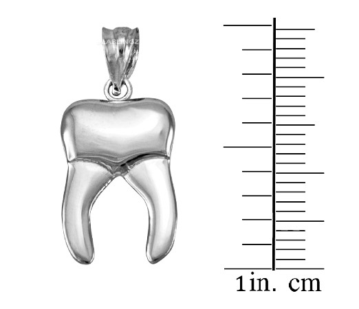 Sterling Silver Molar Tooth Dental Charm Necklace
