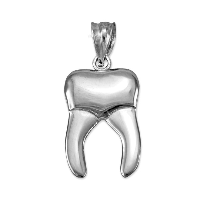 Sterling Silver Molar Tooth Dental Charm Necklace