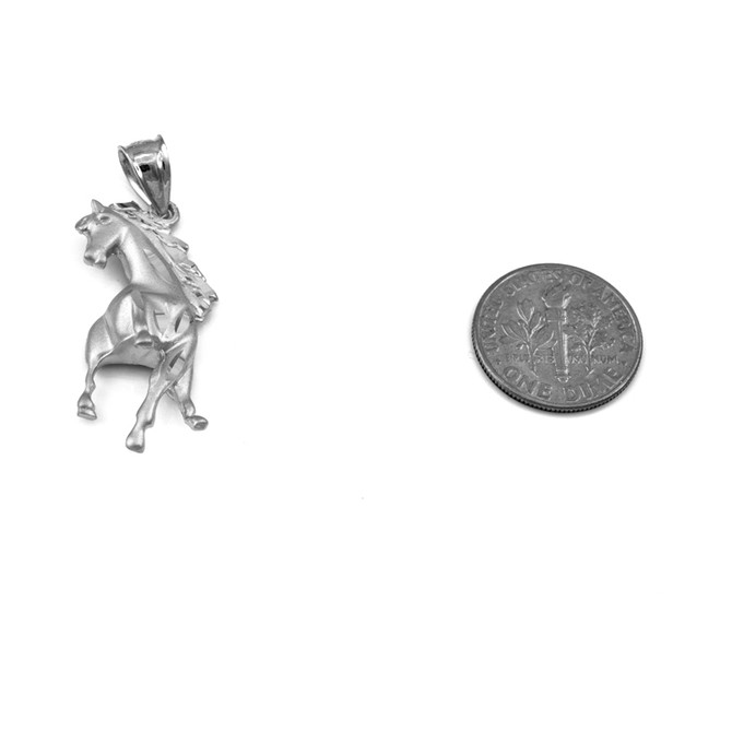 Sterling Silver Stallion Horse Satin DC Charm Necklace
