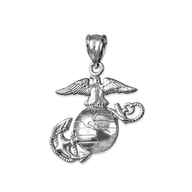 Sterling Silver US Marine Corps Womens Charm Necklace