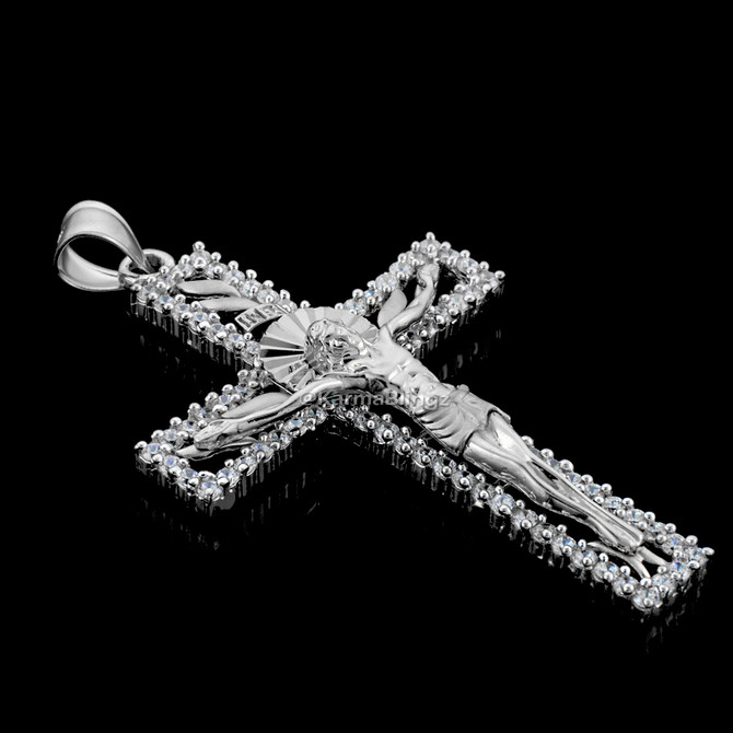 Sterling Silver CZ Crucifix Pendant