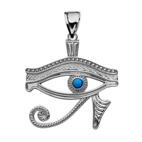 Sterling Silver Eye Of Horus Turquoise Pendant Necklace