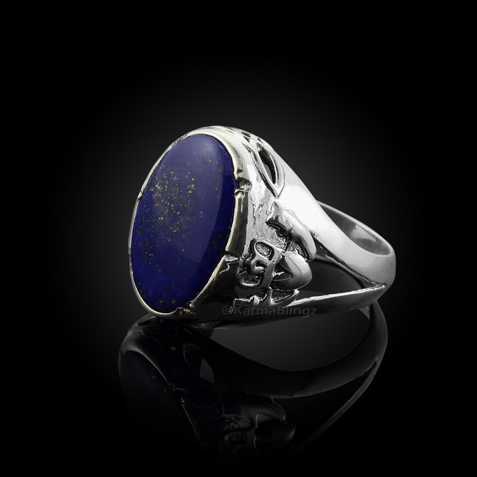 Sterling Silver Blue Lapis Claddagh Statement Ring