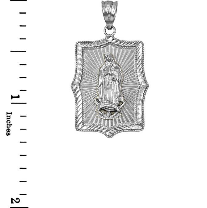 Virgin Mary Sterling Silver  DC Pendant Necklace
