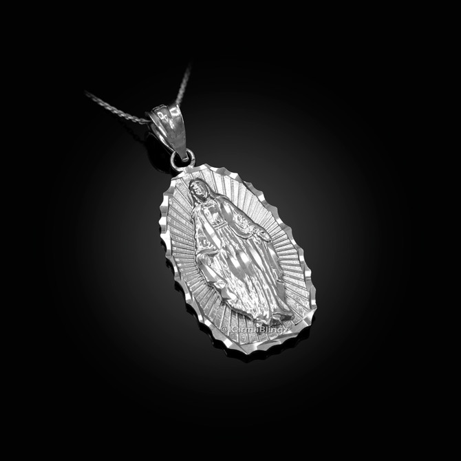 Sterling Silver Lady Virgin Mary DC Pendant Necklace