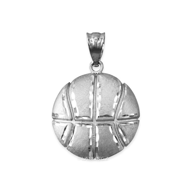 Sterling Silver Basketball Satin DC  Pendant Necklace