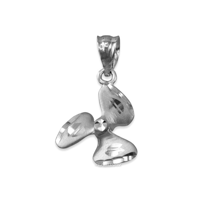 Sterling Silver Satin DC Boat Rotor Propeller Charm Necklace