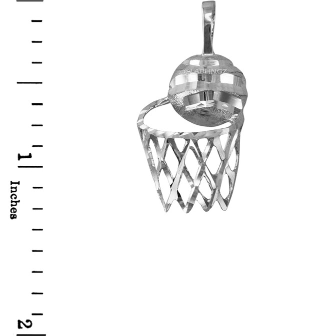 Sterling Silver Basketball Hoop DC  Pendant Necklace