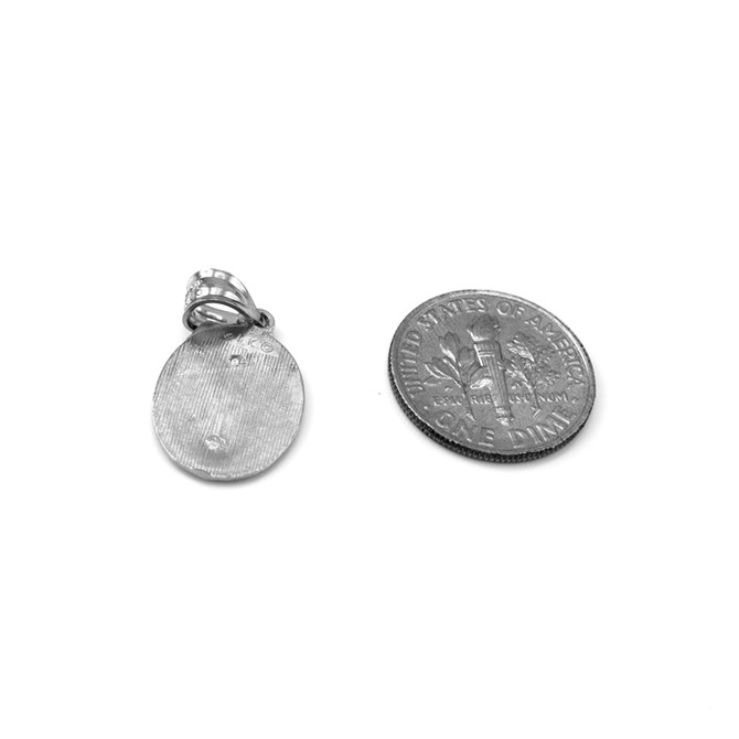 Sterling Silver Praying Virgin Mary Medallion Charm Necklace