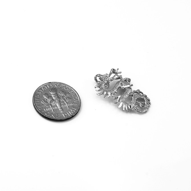 Sterling Silver Textured  Dragon DC Charm Necklace