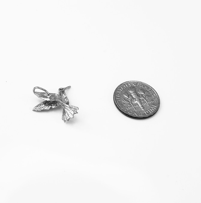 Sterling Silver Flying Hummingbird DC Charm Necklace