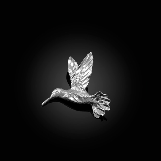 Sterling Silver Flying Hummingbird DC Charm Necklace
