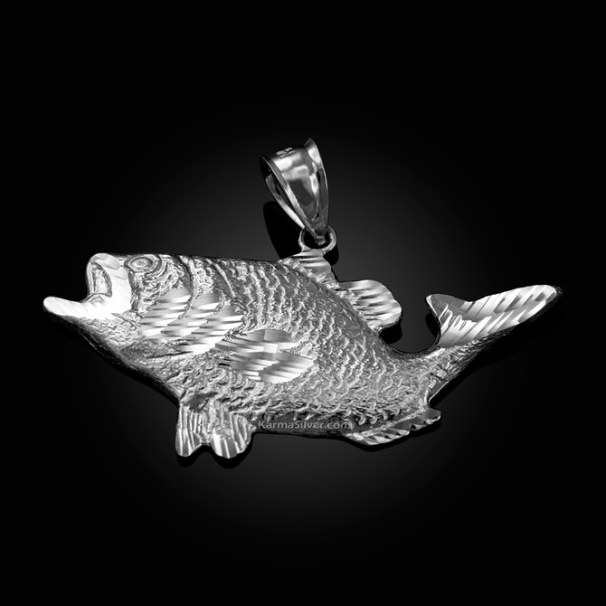 Sterling Silver DC Textured Sea Bass Fish Pendant